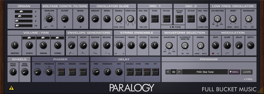 Full Bucket Music Introduces Paralogy: Classic Paraphonic Synth Emulation - AUDIO PLUGIN NEWS