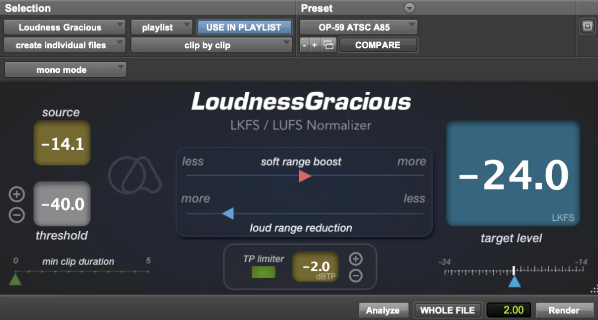 Quiet Art Releases Loudness Gracious for Precision LKFS/LUFS Control - AUDIO PLUGIN NEWS