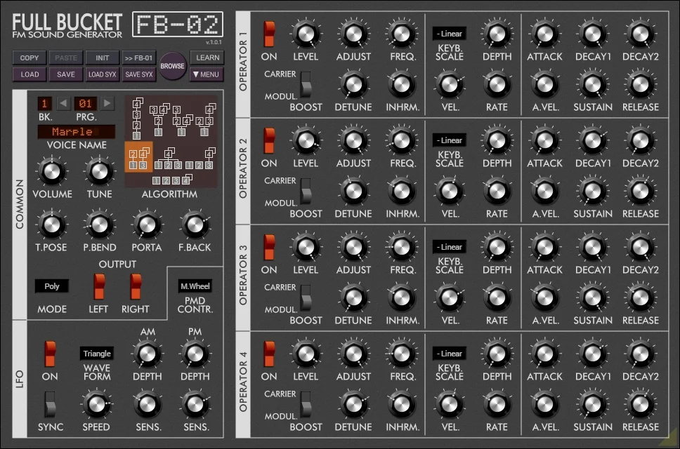 Full Bucket Music Releases FB-02 Yamaha FB-01 Emulation Plugin - AUDIO PLUGIN NEWS